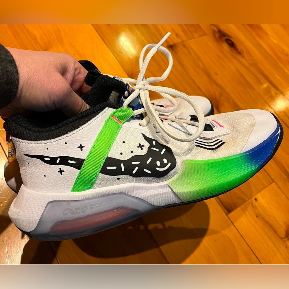 Nike Kids Sneakers White Black Neon Green Blue Gradient